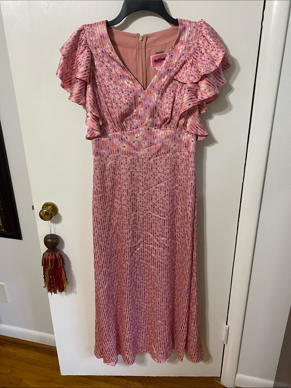 kate spade Pink Ruffle-Sleeve Midi Dress with Multicolor Speckle